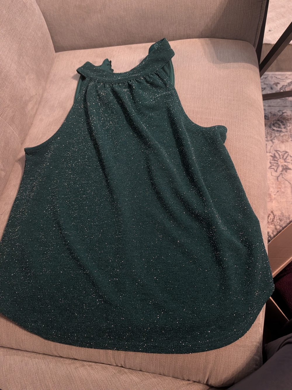 Maurices Forest Green Sparkle High-Neck Sleeveless Camisole